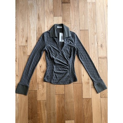 NEW NaraCamicie Women's Dark Green Collared Wrap Style Long Sleeve Top Size XS