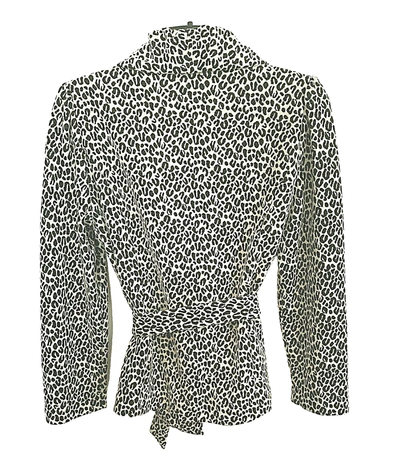 Marisa Christina Women L Knit Animal Print Wrap Blazer Jacket Career Holiday - Image 2 of 4