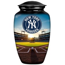 Black Baseball Theme New York Yankees Cremation Urn Adult Human Ashes w/Bag