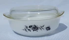 Vintage Crown [Agee] Pyrex Ovenware CR-300 ‘Midnight Rose’ Casserole & Lid