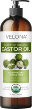 Velona Organic Castor Oil 16oz with Pump Cold Pressed Hexane Free USP Grade