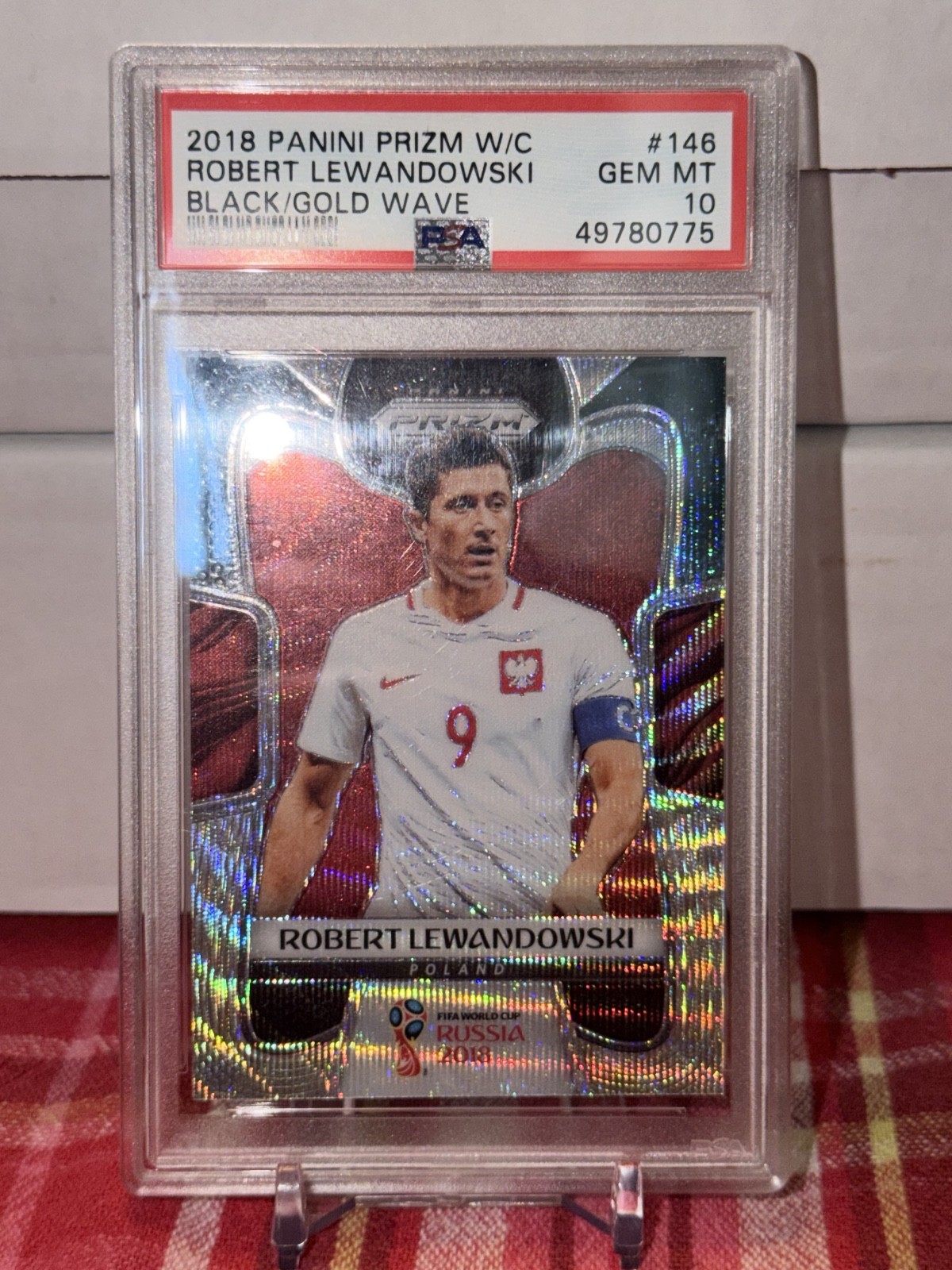2018 Panini World Cup Prizm - Robert Lewandowski Black Gold Wave PSA 10