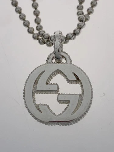 GUCCI SV925 Collana Uomo Incastro G Doppia Catena con Top Argento Usata