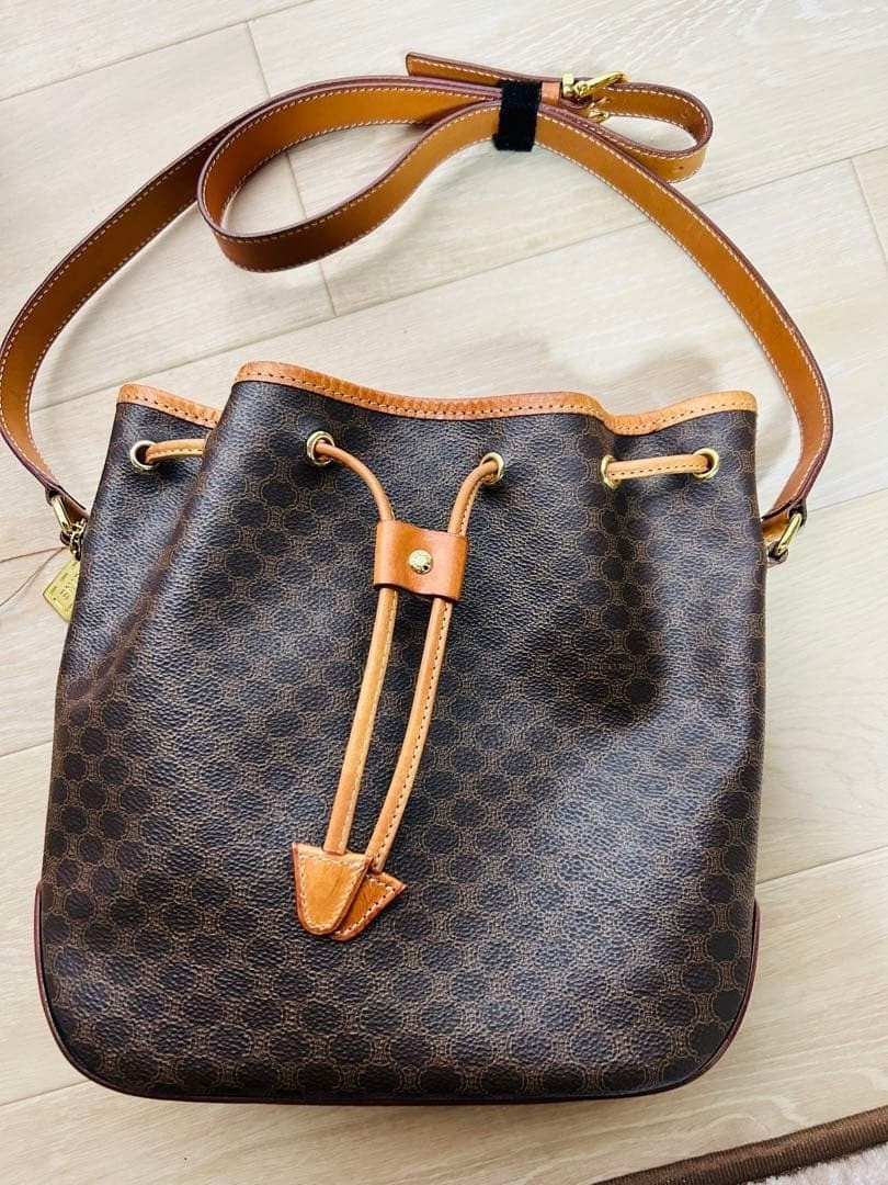 Celine Vintage Macadam Pattern Drawstring Shoulde… - image 1