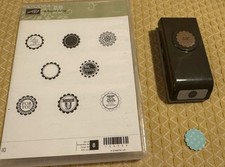 Stampin Up A Round Array 8 Piece Rubber Stamp Set 7/8 Scallop Circle Punch