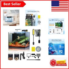 All-in-One 3-Gallon Glass Aquarium Set with Self-Cleaning Filter Bright Light