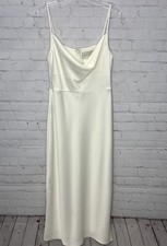 BHLDN Cali Satin Midi Dress Charmeuse Ivory Size 6