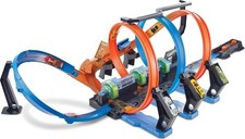 Hot Wheels Track Set and Toy Car, Large-Scale Motorized Track with 3 Corkscrew