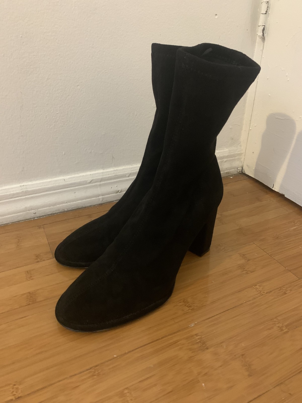 suede sock boots in black women's 9 with 3 inch heel