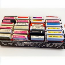 3- VINTAGE 8 TRACK CASSETTE CASES AND 68 8 TRACK CASSETTES ALL ARTISTS FROM 70 s