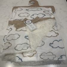 NEW Lila  Jack Baby Girl Blanket White Clouds 30x40