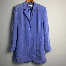Travis Ayers Silk Blend Blazer Jacket Size 14 Purple Rhinestone Button Career