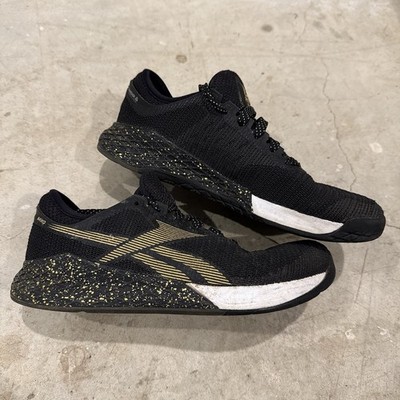 Reebok Crossfit Nano 9.0 Mens 7.5 Black Gold Athletic Shoes Sneakers FV4768