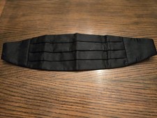 Vintage Black Satin Cummerbund Adjustable Fits All Excellent