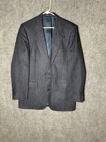 Blazer uomo vintage Christian Dior lana tweed 42L blu nero 2 bottoni ha una macchia*