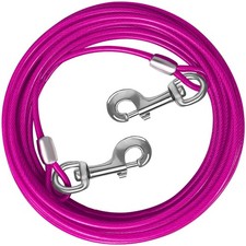 Dog Tie Out Cable 10 FT Runner for Yard Steel Wire Cable with Durable Clips