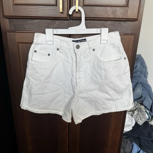 Halston, Halston Jeanswear Womens High Waisted Denim Shorts Cream White Size 6 Vintage