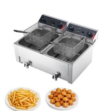 Uimoso Commercial Electric Dual Tank Deep Fryer 19 Qt 3500W with Baskets
