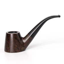 Briar Wooden Curved Tobacco Pipe Handmade Smooth Smoking Volcano Pipe 9mm Filter