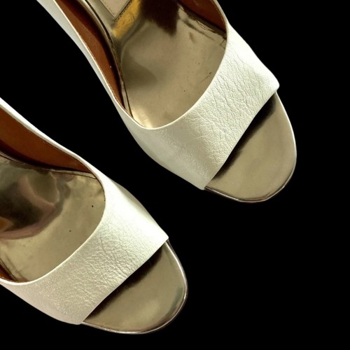 Zapatos de salón Y2K vintage LANVIN en cuero blanco con plantillas de espejo y tacón bloque EU 38 - Imagen 11 de 13