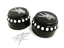 HAYABUSA BLACK CONTRAST DIAMOND CUT KANJI FORK CAPS 2007 SUZUKI HAYABUSA