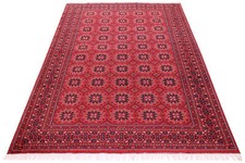Teppich Orient Afghan 200x300 cm 100% Wolle Handgeknüpft Tappeto Carpet Rug rot