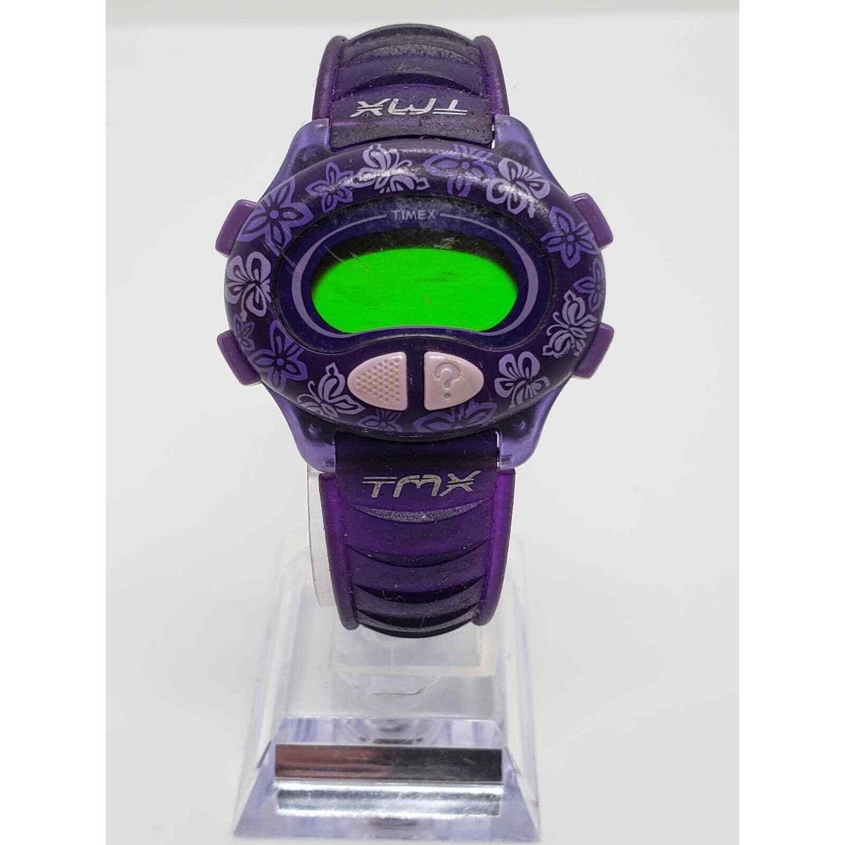 Timex women's sport watch. Digital readout. Purple face with