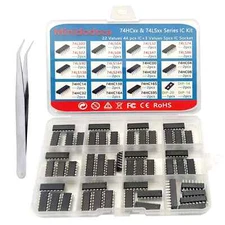 49Pcs 25 Types 74HCxx and 74LSxx Series Logic IC Assortment Kit & IC Socket,M...