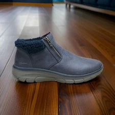 Skechers Womens Comfort Easy Going Social Mode Vegan Ankle Boots Navy Size 9 NIB