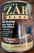 ZAR ULTRA PLUS 167 TEAK NATURAL/SATIN Stain and Polyurethane All in One QUART