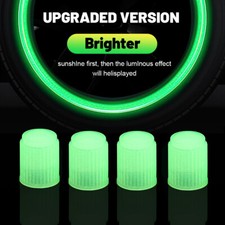 4pcs Green Glow In Dark Car Tire Valve Cover Wheel Tyre Rim Stem Cap Accessories