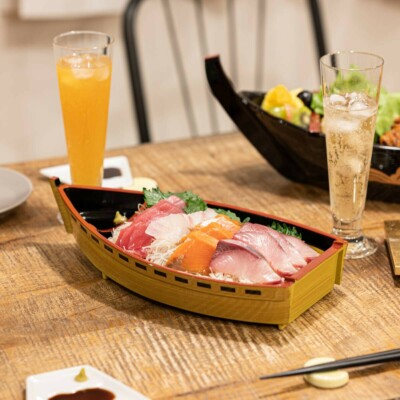 Japanische Servierplatte, Partyplatte , Sushi , Tempura, Schiff Utage Fune