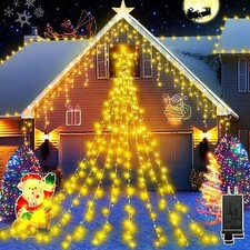 Outdoor Christmas Decorations Star Light,11.8 ft 344 LED Waterfall Tree Light...