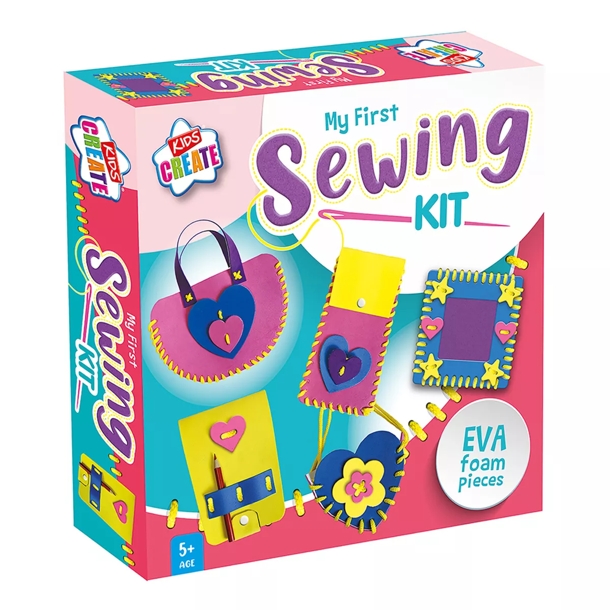 Kids Create My First Sewing Kit Foam Pieces Plastic Needle Craft