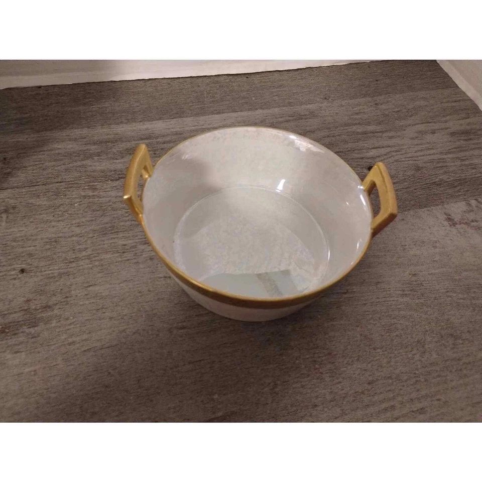 Banheira de manteiga 5" D. Phillips ouro e branco perolizado brilho mercadoria 28/09/27 - Imagem 3 de 4