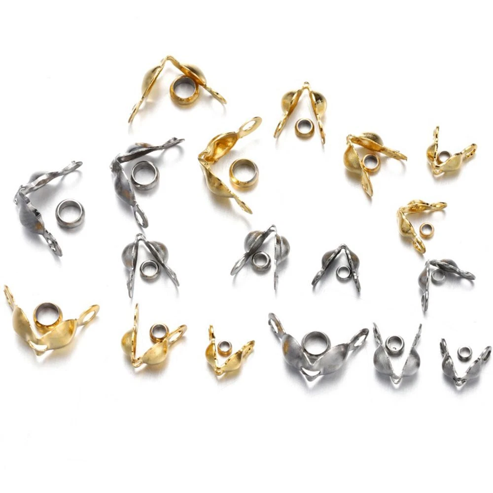 50pcs Stainless Steel Connector Clasp Crimp End Beads Bracelet Jewelry Making