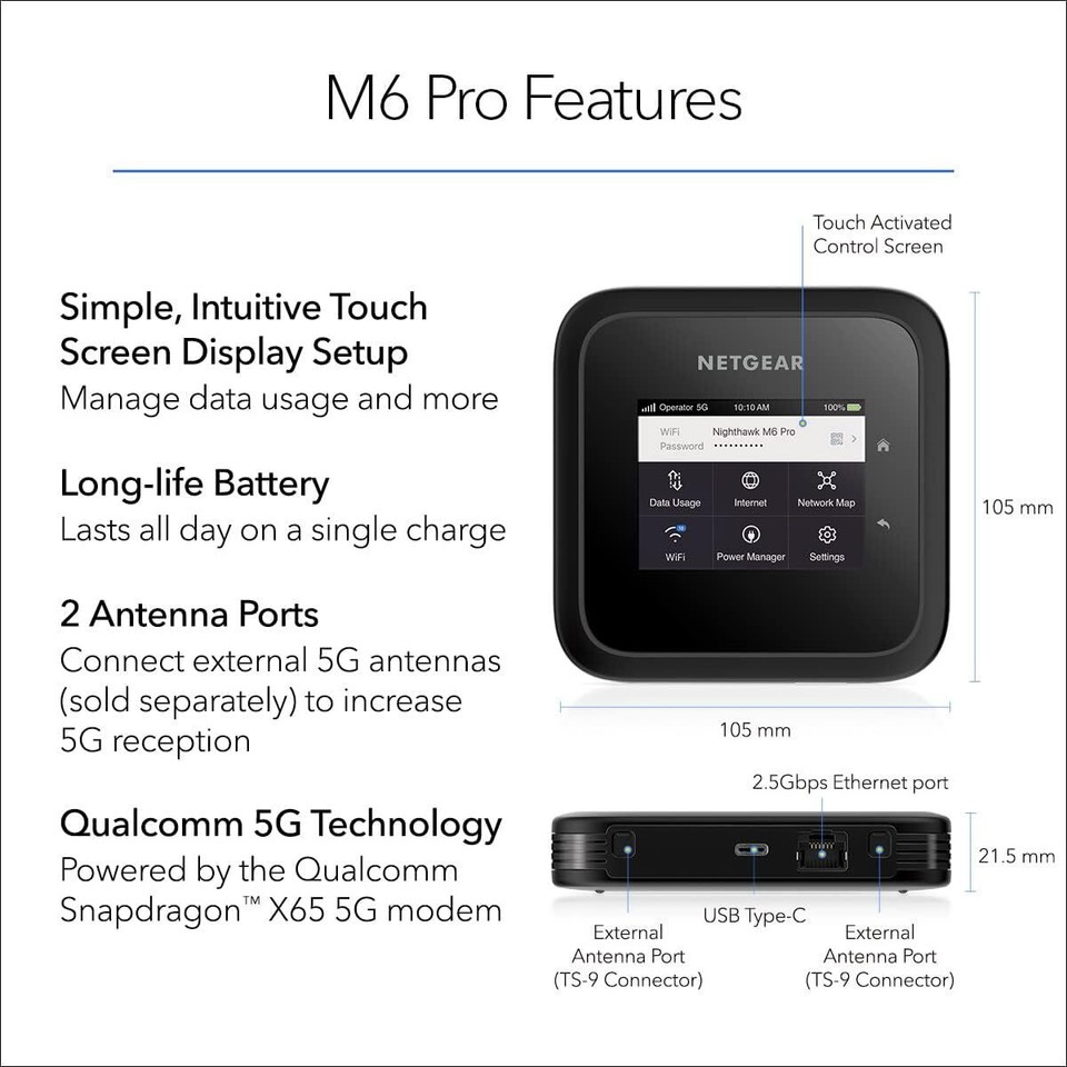 NETGEAR Nighthawk M6 Pro MR6450 ,5G Router With Sim Slot Unlocked, 5G ...