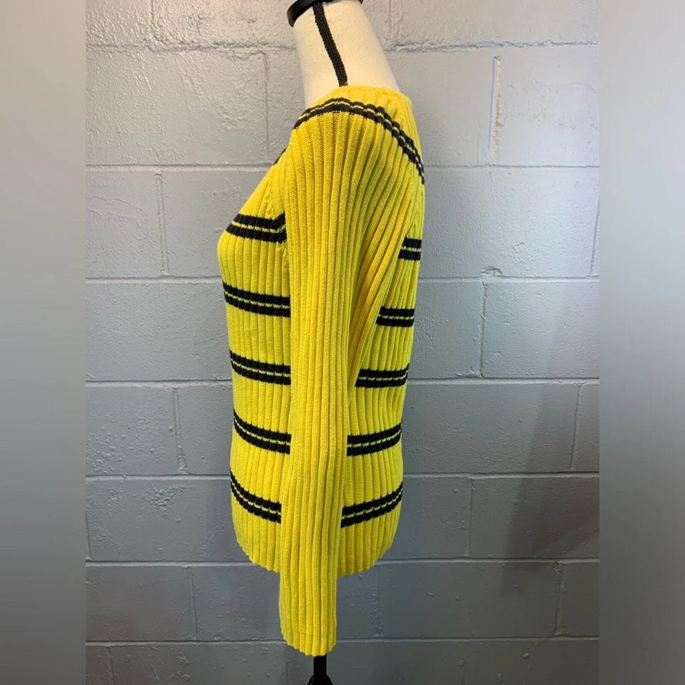Tommy Hilfiger Suéter Acanalado A Rayas Amarillo y Azul Marino - Mujer Talla Grande Foto 2 de 4