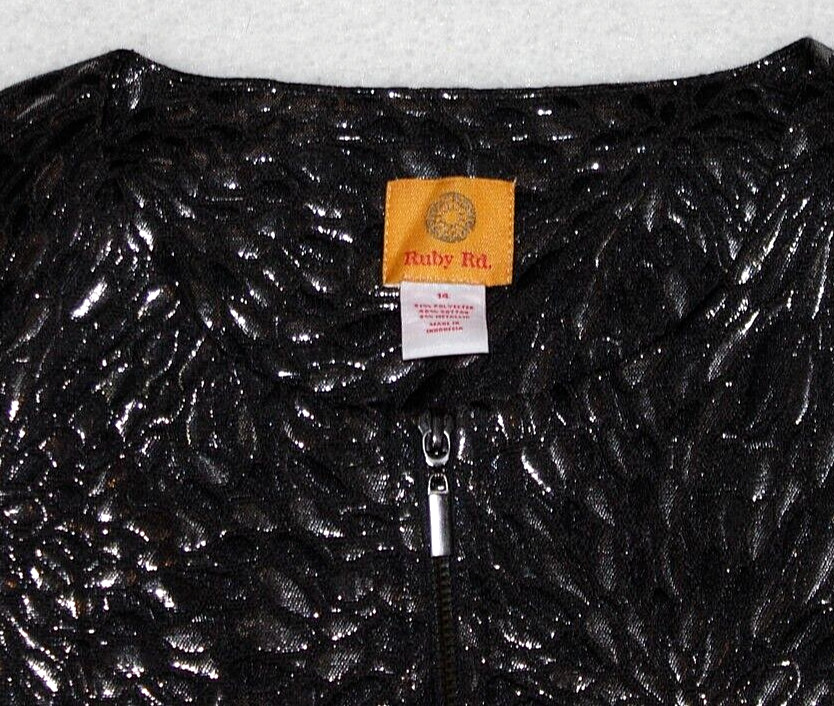 Ruby Rd Black Silver Floral Jacket Blazer Pockets… - image 7