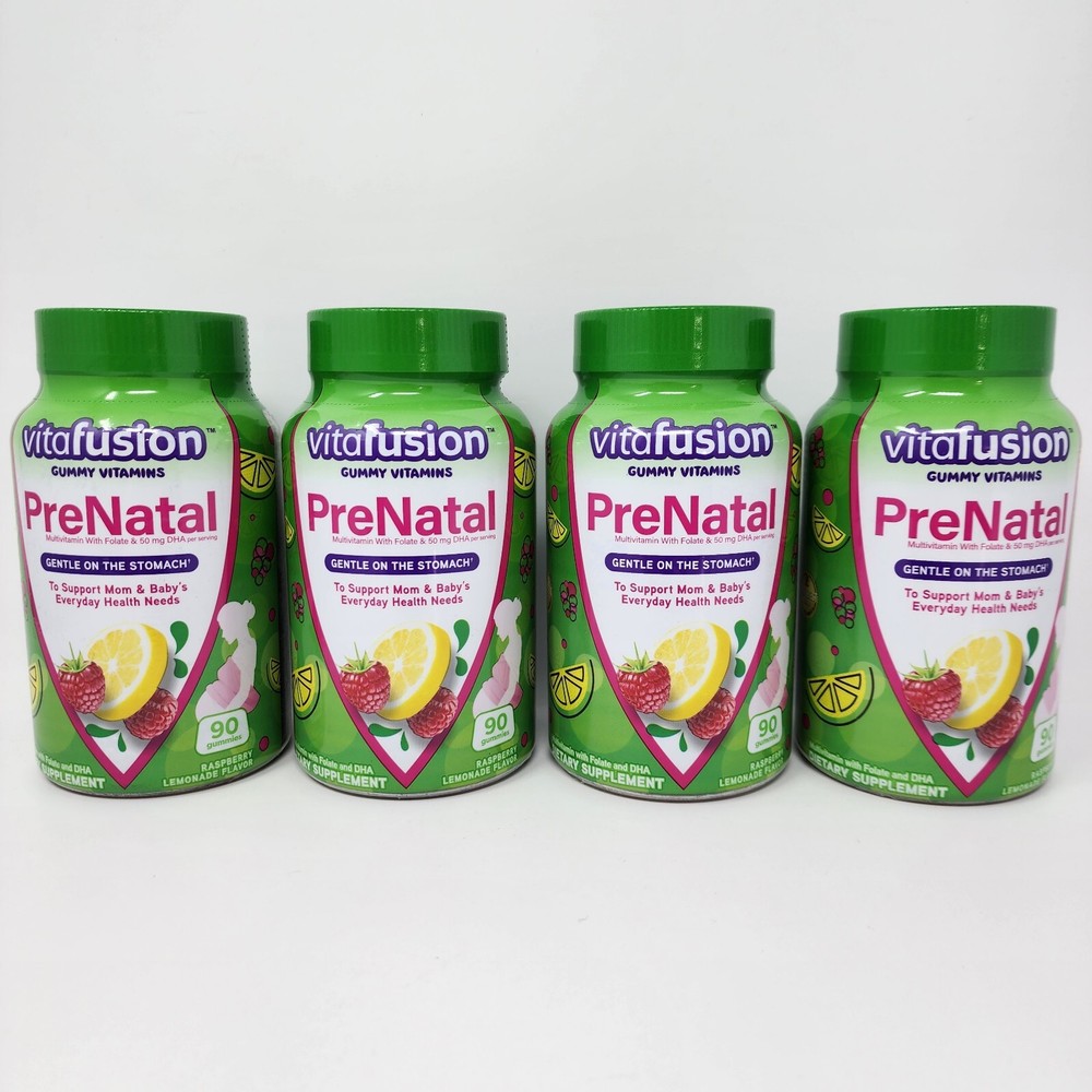 Vitafusion Prenatal Gummy Vitamins with Folate & DHA, 90 Gummies/Bottle (4 Pack)