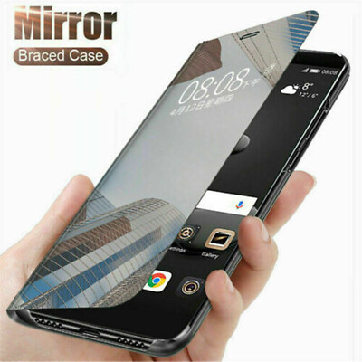 For iPhone 15 16 14 13 12 Pro Max 11 Smart Leather Flip View Mirror Case Cover