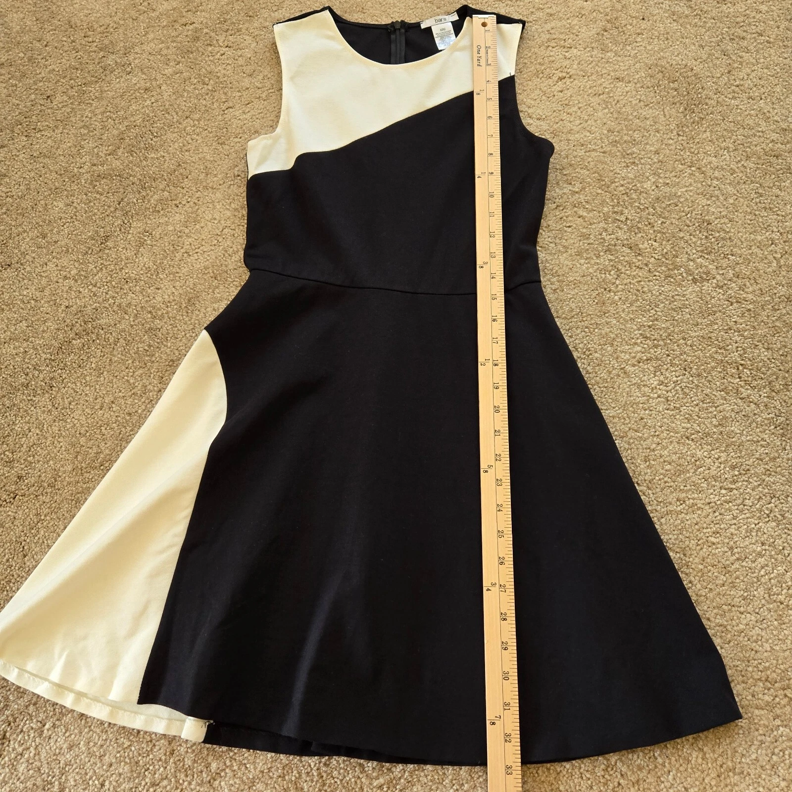 OFF WHITE Abito skater senza maniche Bar III bianco e nero aderente e svasato junior taglia M