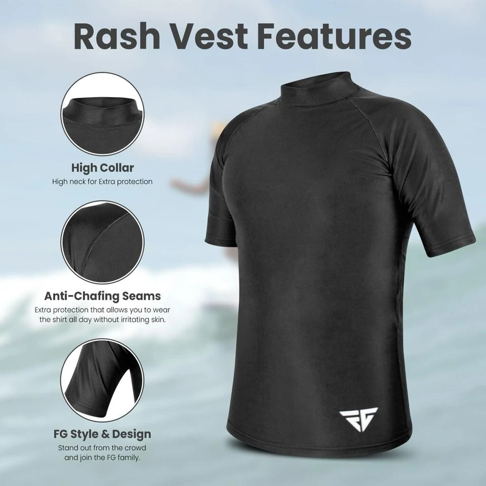 Men’s FIT GEAR Rash Guard T-Shirt – Short Sleeve Sports Compression Top - Image 3 of 4