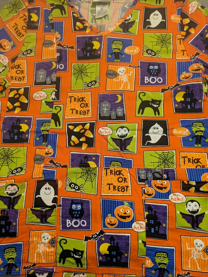 Women's Size Medium Scrubstar Halloween Scrub Top - Image 3 of 4