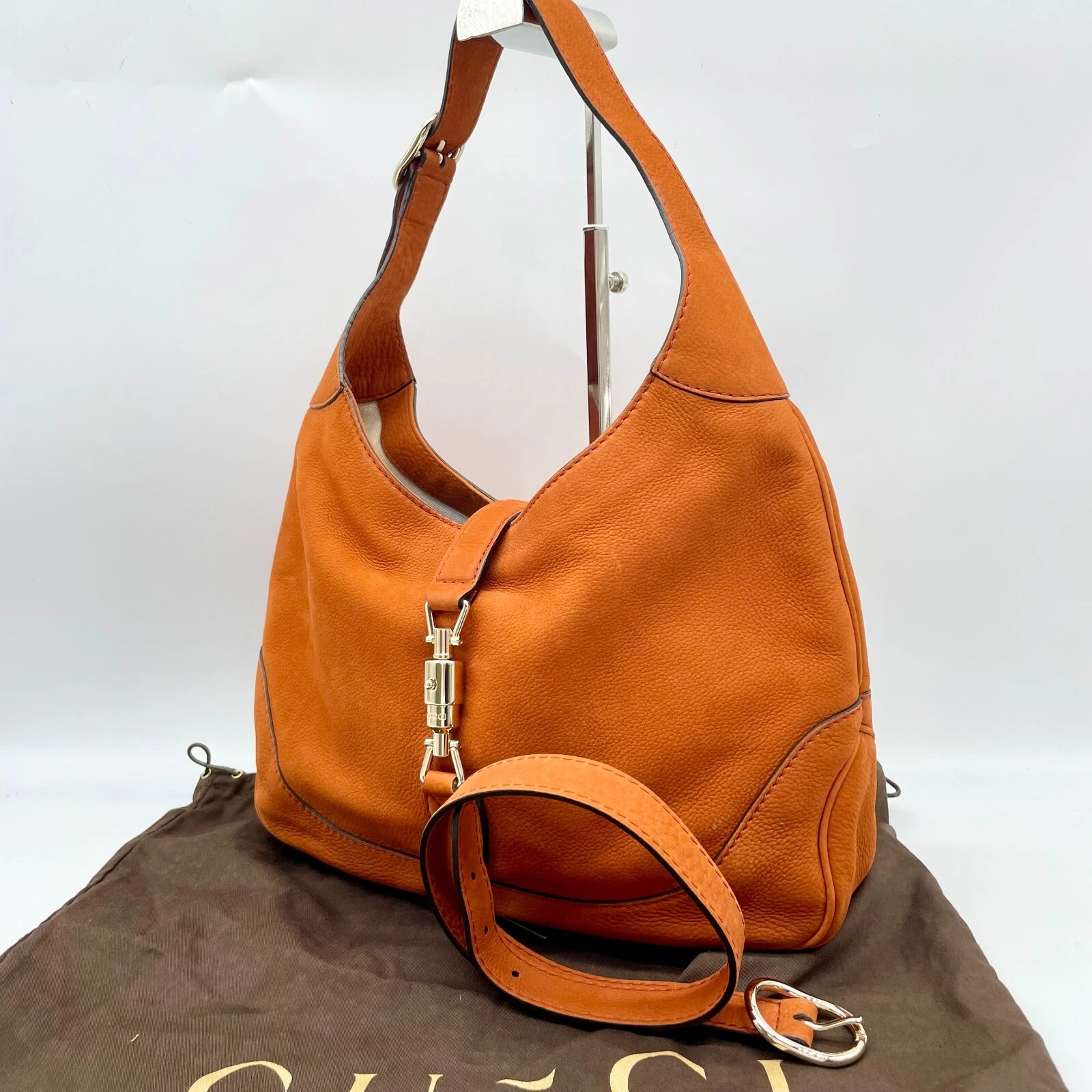 Borsa a mano Gucci nuova Jackie Hobo bag arancione pelle scamosciata 277520 493075 Y2K originale