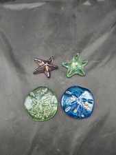 Colored Glass Decorative Sea Shells - Greens, Brown, Blue Star Fish/Sand Dollars