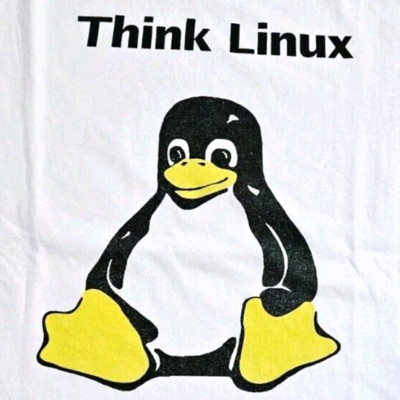 Rare Vintage 90s Think Linux Penguin Power PC T-Shirt XL Tech Computer Software