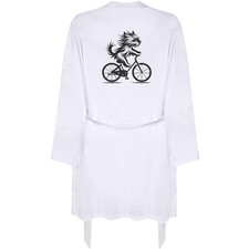 'Yorkshire Terrier Riding Bicycle' Adult Dressing Robe / Gown RO049356 