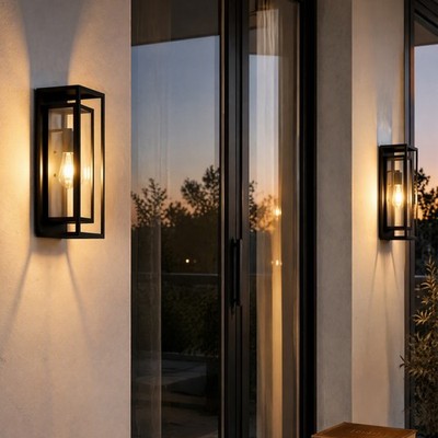 2 Pack 18'' Modern Outdoor Porch Wall Light Exterior Patio Lantern Sconce Fixture