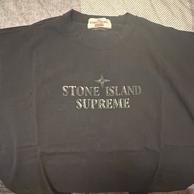 Stone Island x Supreme Men s Black  Tshirt Logo M